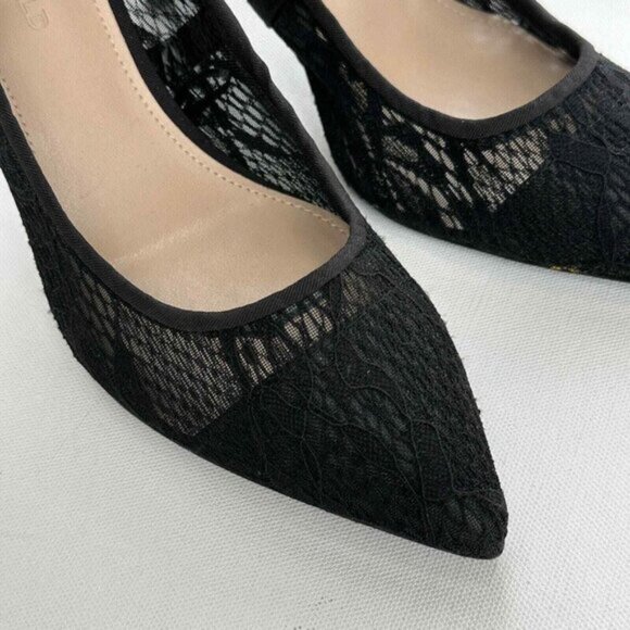 Karl Lagerfeld Paris Womens 9 M EU 40 Black Lace Pumps Roxana Pointed Toe Heels - Picture 2 of 15